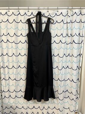 Show Me Your MuMu Black Midi Dress with Flounce Hem